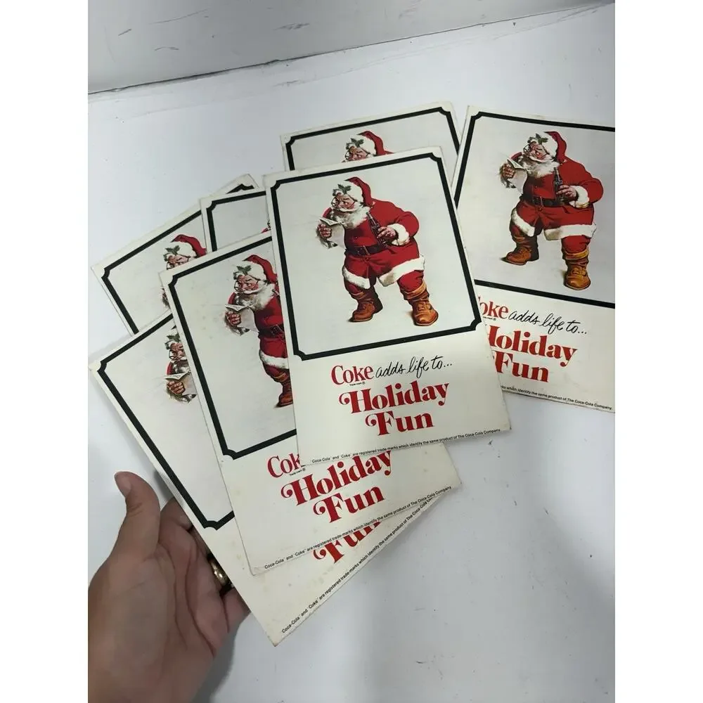 Lot 7x Coca Cola 1977‎ Holiday Six Can Decorations Coke Can Wraparound Christmas